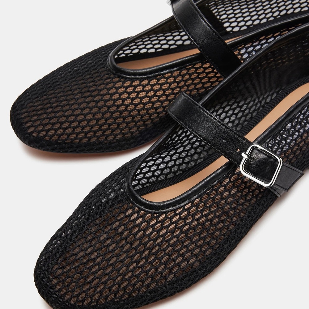 Steve Madden Black Mesh Women's Ballet Flats- Size 7.5